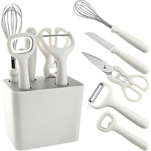 Set d’Ustensiles de Cuisine 6 Pièces avec Support de Rangement