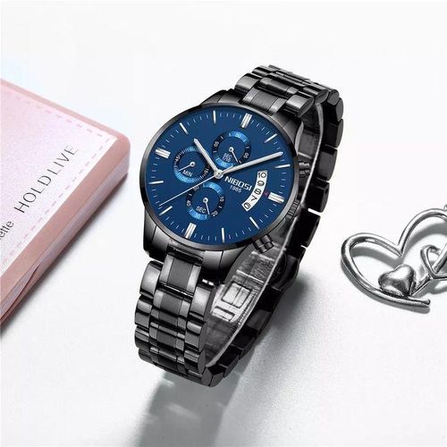 Nibosi Montre Femme De Luxe, à Quartz, Analogique Avec Calendrier - Modèle 2022 - Fond Bleu BV