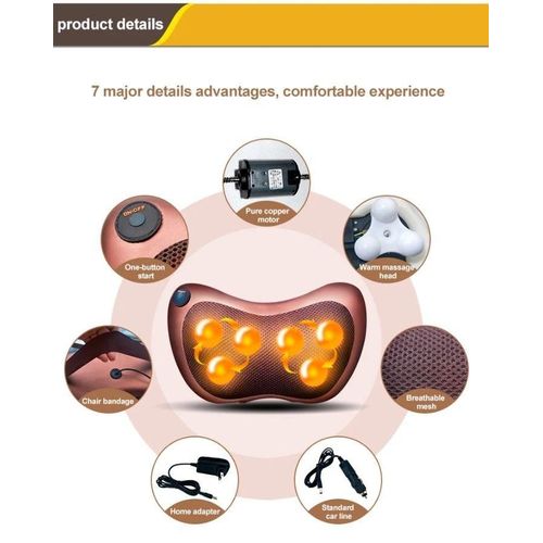 Oreiller de Massage Shiatsu Chauffant Électrique – Coussin Massant pour Cou, Dos, Épaules, Lombaires et Jambes