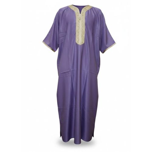 Boubou Marocain Homme - Gandoura Traditionnelle - Mauve et Or