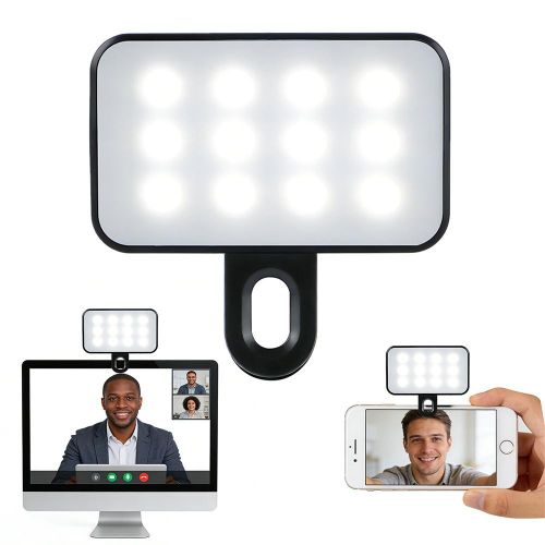 Lampe à pince rechargeable haute puissance avec 3 modes d'éclairage réglables pour téléphone, iPad et ordinateur portable : idéale pour le maquillage, les selfies et les vlogs