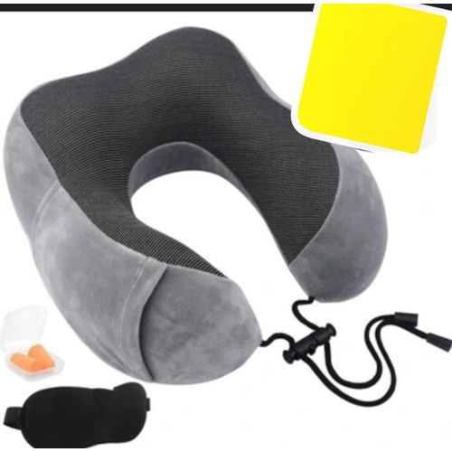 OREILLER CERVICAL VOYAGE GRIS+ MASQUE SOMMEIL+ BOUCHONS OREILLES
