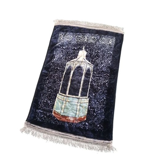 Tapis de prière poillusse douce Gris noir