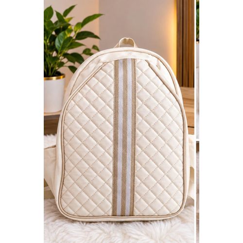 Sac à Dos Matelassé Beige Crème.