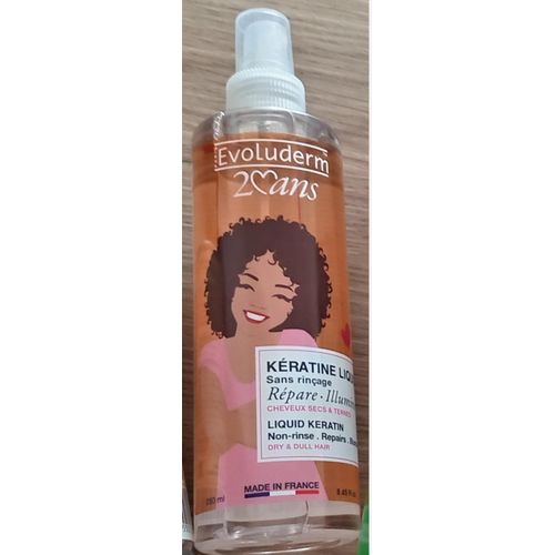 Brume Kératine EVOLUDERM Sans Rinçage Répare Illumine Cheveux secs et Ternes 250ml Importé De France