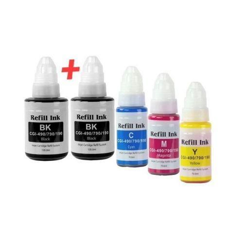 Encre liquide Pixma G-Series : Pack de 2 noir 1 jaune 1 rouge 1 bleu