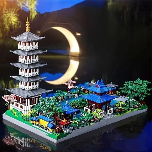 1560 Pièces de Blocs de Construction de Particules du Lac Ouest de Hangzhou, Constructions Célèbres, Jouets de Modèles Difficiles à Assembler pour Garçons et Filles