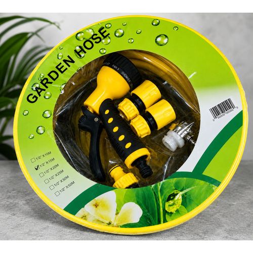 Kit d’Arrosage Jardin 15 m – Tuyau Flexible 1/2 avec Pistolet Pulvérisateur Réglable et Raccords – Pour Plantes, Pelouse et Nettoyage Extérieur