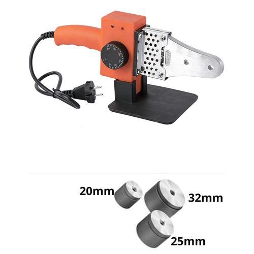 Machine à Souder les Tuyaux PPR Professionnelle – Polyfuseur Thermique pour Tubes Plastiques (PPR, PE, PB) – Kit de Plomberie avec Thermostat réglable, Support Stable et 3 Matrices Anti-Adhésives (20mm, 25mm, 32mm) – Orange