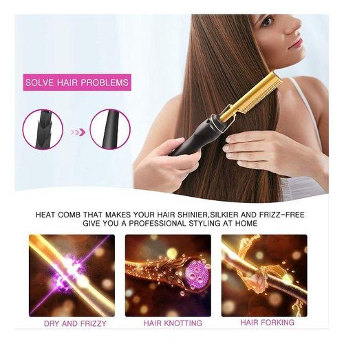 Peigne Chauffante Lisseur Cheveux Professionnel