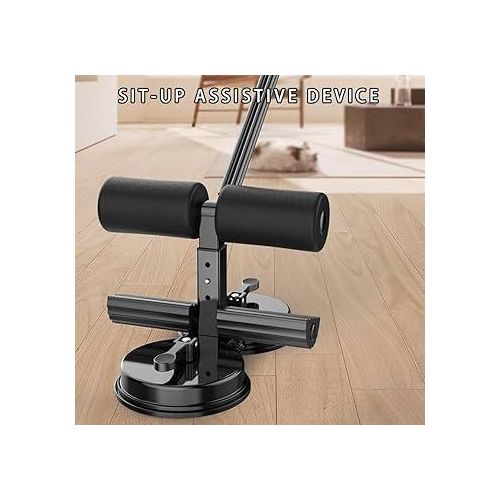 Barre de sol pour abdominaux, support de pied avec 2 ventouses élastiques et corde de traction