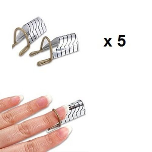 5 Pièces De Chablons Réutilisable Pour Extension/Prothèse/Manucure Pose D'Ongles Acrylique Gel Uv - Gris