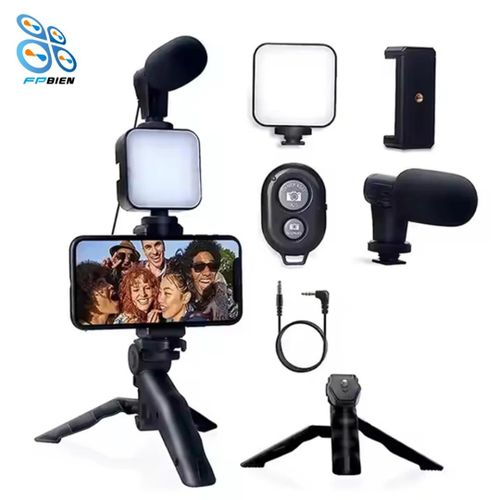 Kit de Vidéo Vlogging Professionnel AY-49 – Trépied, Lumière LED et Micro – Idéal TikTok, YouTube et Live Streaming