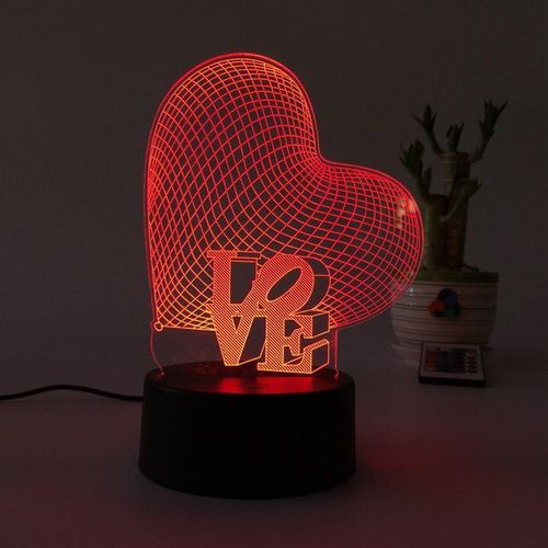 Lampe de nuit en acrylique 3D colorée en forme de cœur, lampe de table de dessin animé, cadeau pour la Saint-Valentin, Halloween, événement ou fête