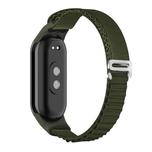 Bracelet de Rechange en Nylon Tressé Style Alpine pour Xiaomi Mi Band 8 / Mi Band 9 / Mi Band 10 – Boucle Métal G-Hook, Sport & Outdoor - Vert Treillis