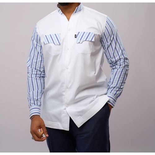 Chemise homme manches Longues Tissu Lin/Coton
