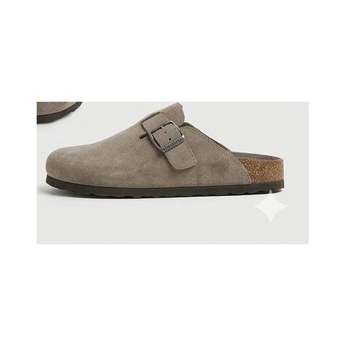 Sandales Sabot boucle en sude style mules de type Sabot-Beige