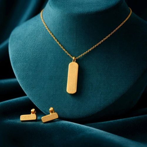 Ensemble Bijoux - Chaîne Et Boucles D'Oreilles- Or Plaqué