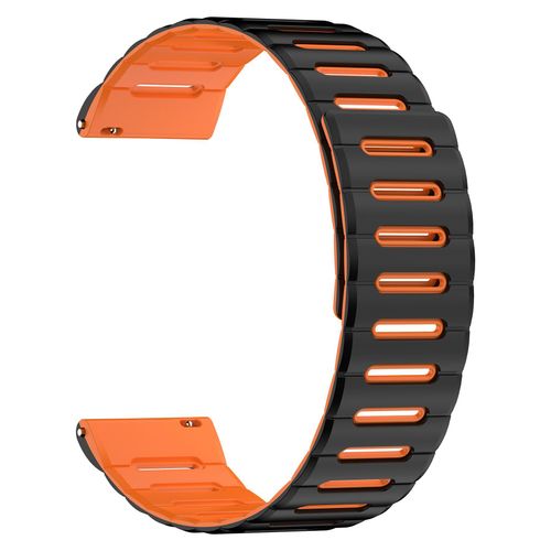 Bracelet Silicone Magnétique Noir & Orange Mibro Watch (Air / Color / Lite / Fit / C2) – Fermeture Aimantée Rapide, Aéré & Étanche