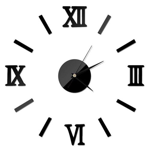 Autocollant mural 3D Horloge romaine effet miroir pour intérieur