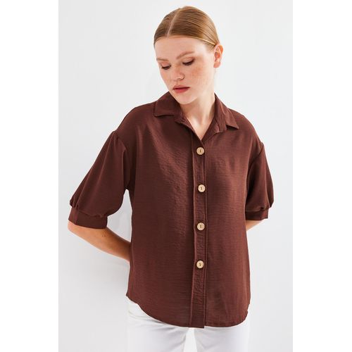 Chemise Oversize à Manches Courtes En Lin 20240 - Marron