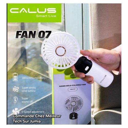 -FAN 07 – Mini Ventilateur Portable Rechargeable 5 Vitesses avec Écran LED et Support
