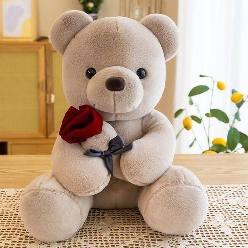 Ours en Peluche Blanc 25 cm avec Rose