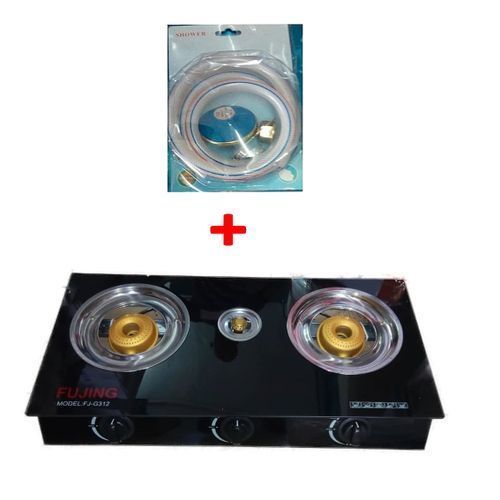 Cuisinière - Gaz Vitrée - Allumage Automatique + Raccord Et Détenteur Offert - 3 Feux