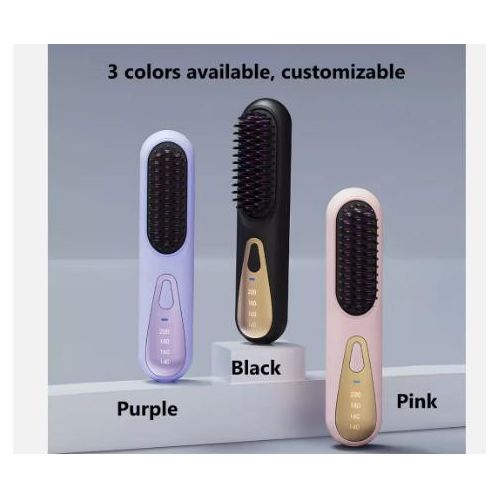 Brosse À Lisser Les Cheveux Sans Fil Avec Réglage 4 Températures - Noir