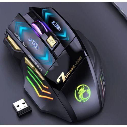 Lumineuse Souris GAMMER Sans Fil Gw-X7 - Noir Ergonomique