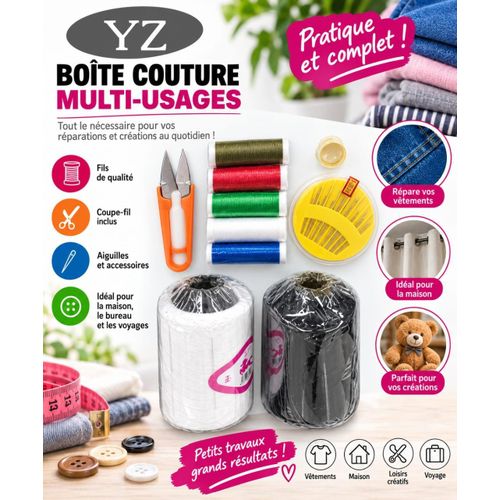 Boîte à Couture Multi-Usages – Kit de Couture Complet avec Fils, Aiguilles et Accessoires