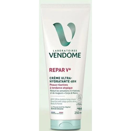 Rparation V Crme Ultra Hydratante 48H VENDME Corps et Mains Rduit les sensations dirritation et de rougeur 250ml Peaux Ractives tendance Atopique Import De France