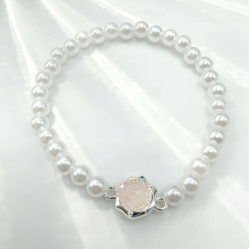 2pcs rose blanche bracelet, bracelet élastique, usure quotidienne