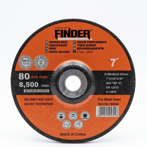 Disque à Meuler Professionnel FINDER 7 (180mm) - Meule de Haute Performance pour Métal & Acier - 8500 r/min - Qualité Certifiée ISO/MPA - Réf 195644