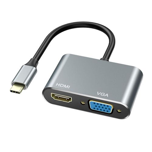 Convertisseur Type C - USB-C 2 en 1 HDMI VGA – 1080P