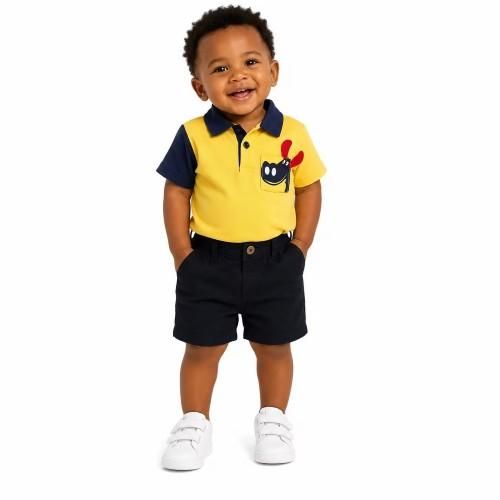 Ensemble 2 pièces polo avec culotte – 6 à 18 mois - Jaune