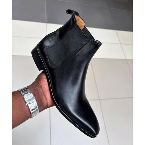 botte en cuir pour homme-noir