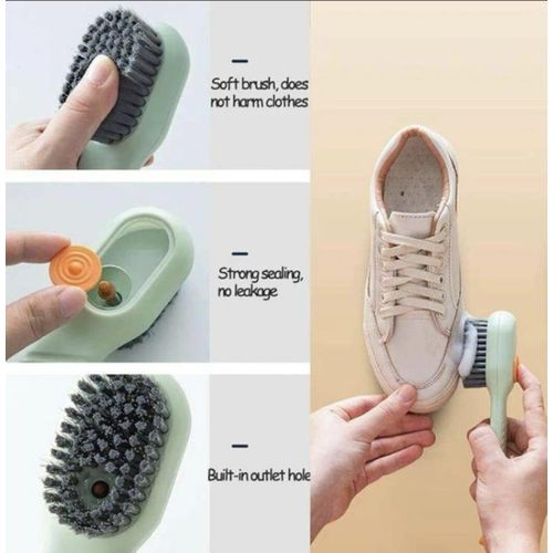 Brosse de nettoyage multifonctionnelle avec réservoir + distributeur de savon pour chaussures vêtements et autres