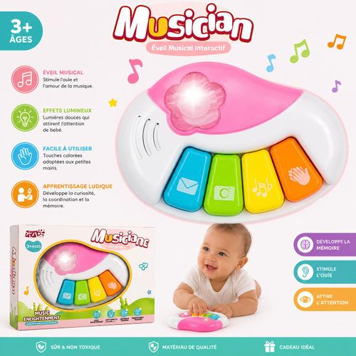 Piano Musical Interactif pour Bébé avec Lumières – Jouet d'Éveil Éducatif (3 Ans+)