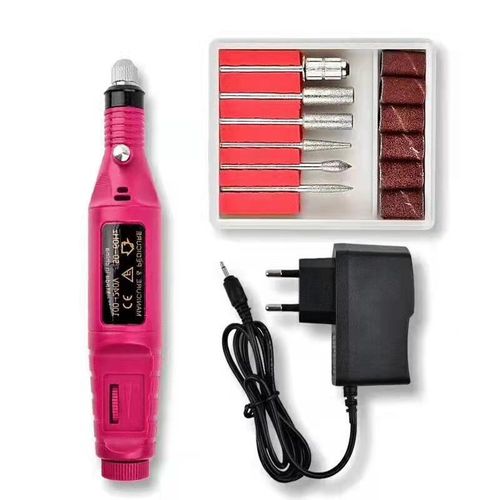 Kit de Ponçage et Dépose de Vernis Semi-Permanent Professionnel USB Rechargeable en ABS avec 6 Embouts pour Manucure