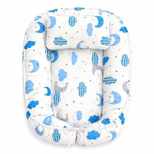 Lit bébé - Matelas avec coussin - bleu