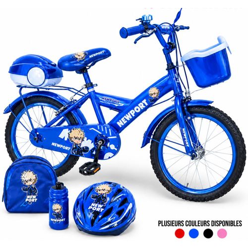 Vélo Enfant NEWPORT avec Panier, Sac, Gourde et Casque – 7 à 15 Ans