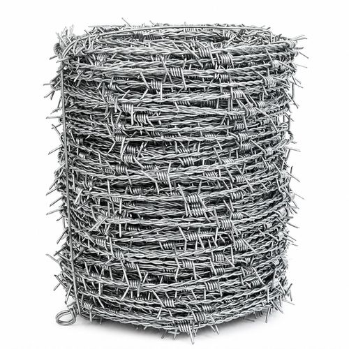 Barbelé à 4 picots - fil de fer de protection - Barbelé Galvanisé Haute Résistance – Rouleau pour Clôture de Sécurité