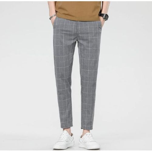 Pantalon Homme Été Style Coréen - Coupe Droite Slim Léger - Idéal pour Affaires & Loisirs-light gris