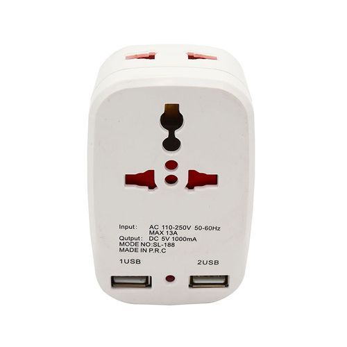 Prise électrique Moule Et De Voyage Avec 2 Usb -Blanc