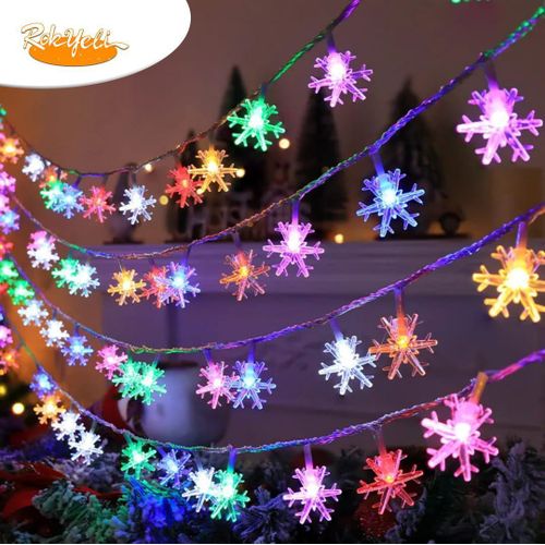 Guirlande Lumineuse Décorative LED – Motif Flocon Multicolore – Ambiance Féérique (3 Mètres)