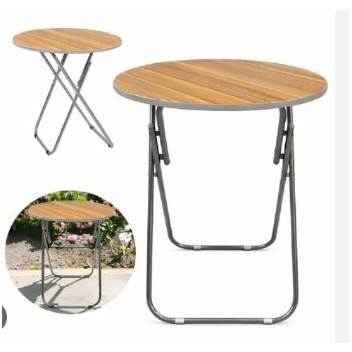 Table Pliante Ronde Effet Bois