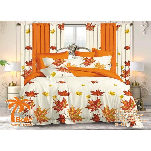 Lot Complet : 2 Draps + 2 Taies + 2 Rideaux – Design Élégant et Confort Assuré