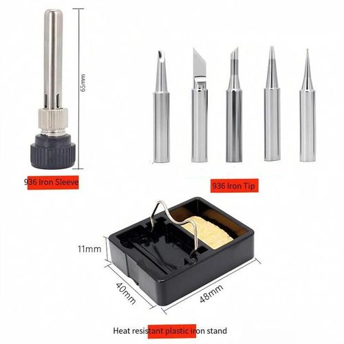 Kit de 5 pannes de fer à souder, douille universelle et panne à souder. Accessoires pour poignée de fer à souder.