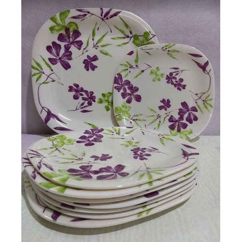 Lot de 8 assiettes en plastique rigide et léger - Assiettes de service multi-usage réutilisables fleuries